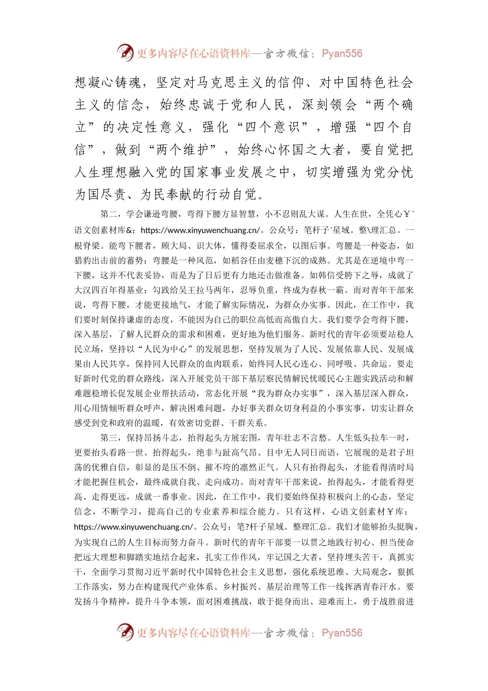 在青年干部座谈会上的讲话：青年干部要“沉得住气、弯得下腰、抬得起头”（1816字）.docx_第2页