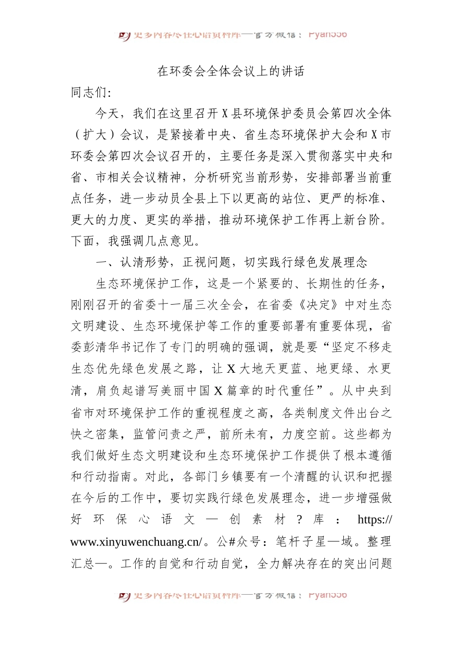 在环委会全体会议上的讲话.docx_第1页