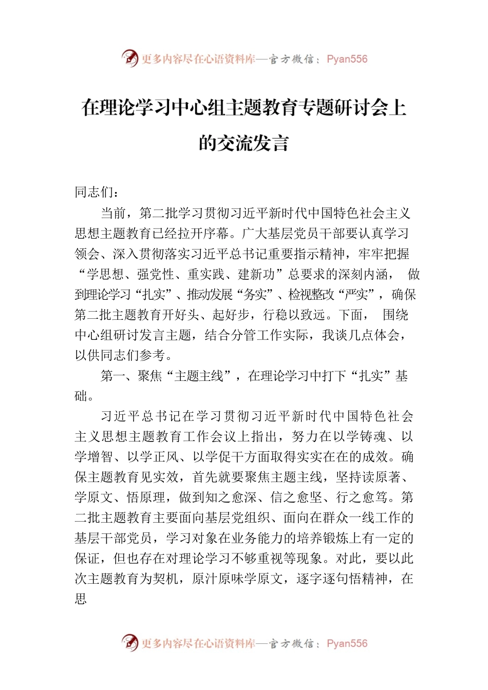 在理论学习中心组主题教育专题研讨会上的交流发言.docx_第1页