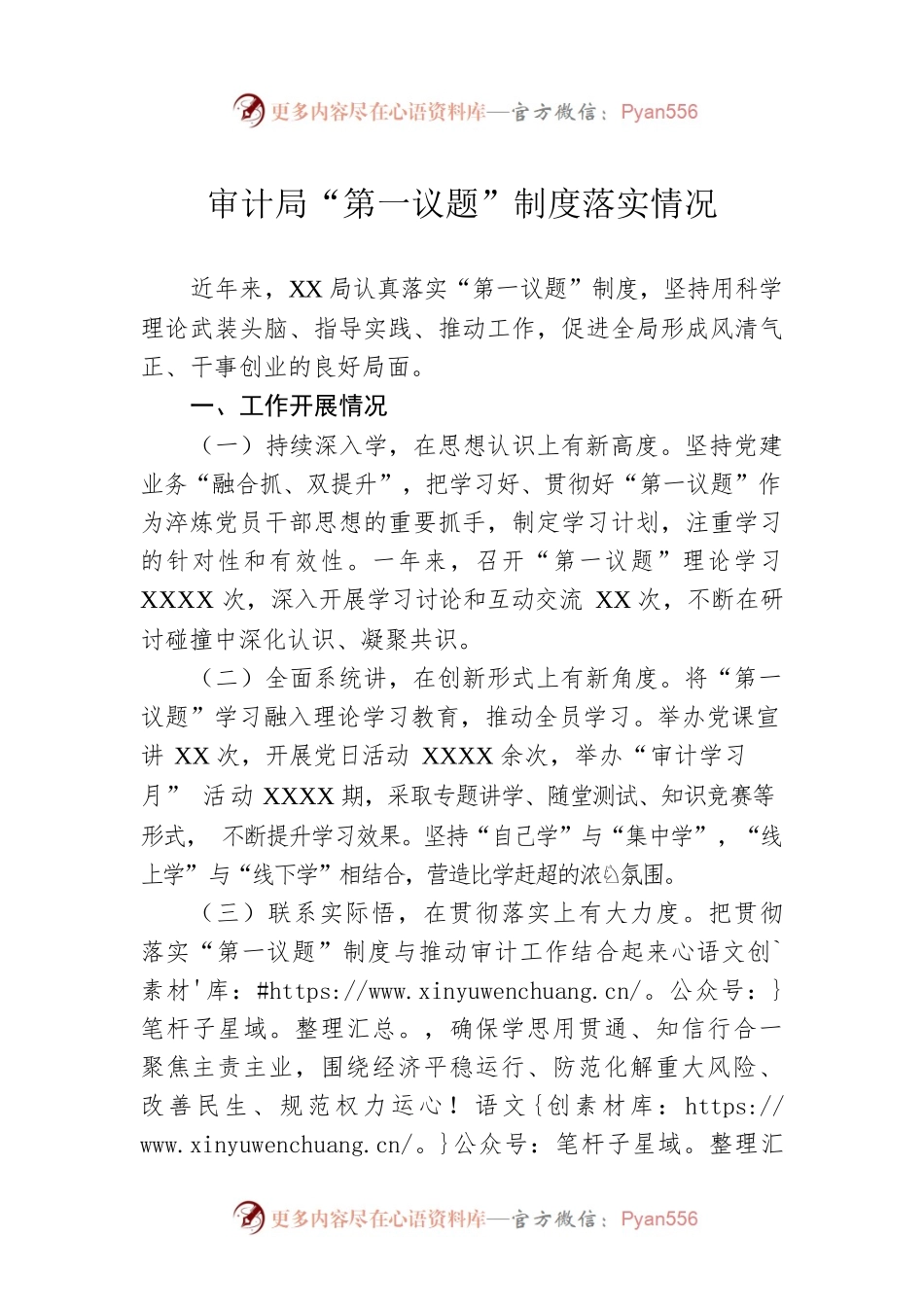 审计局“第一议题”制度落实情况.docx_第1页