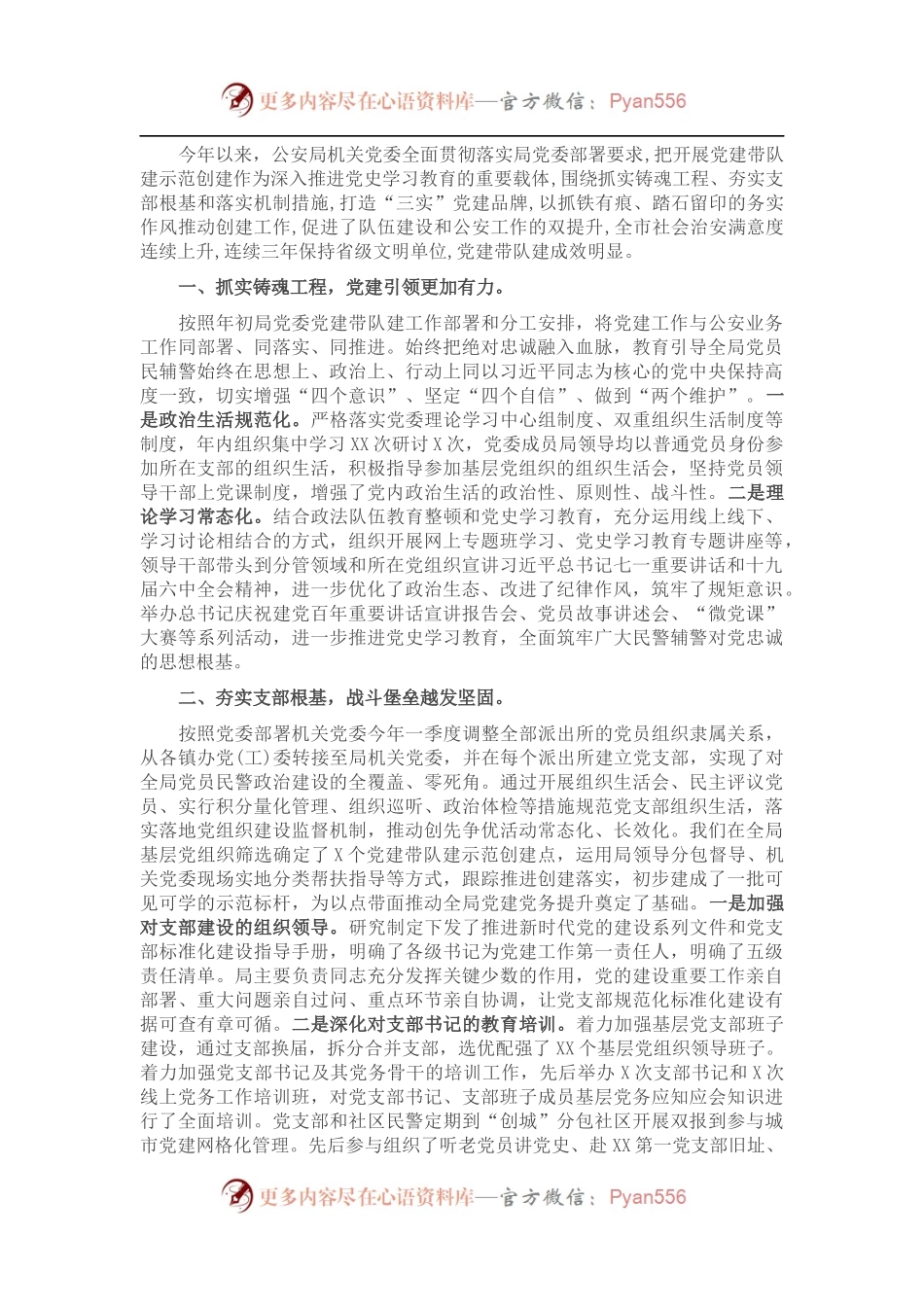 市公安局202X年党建工作总结.docx_第1页