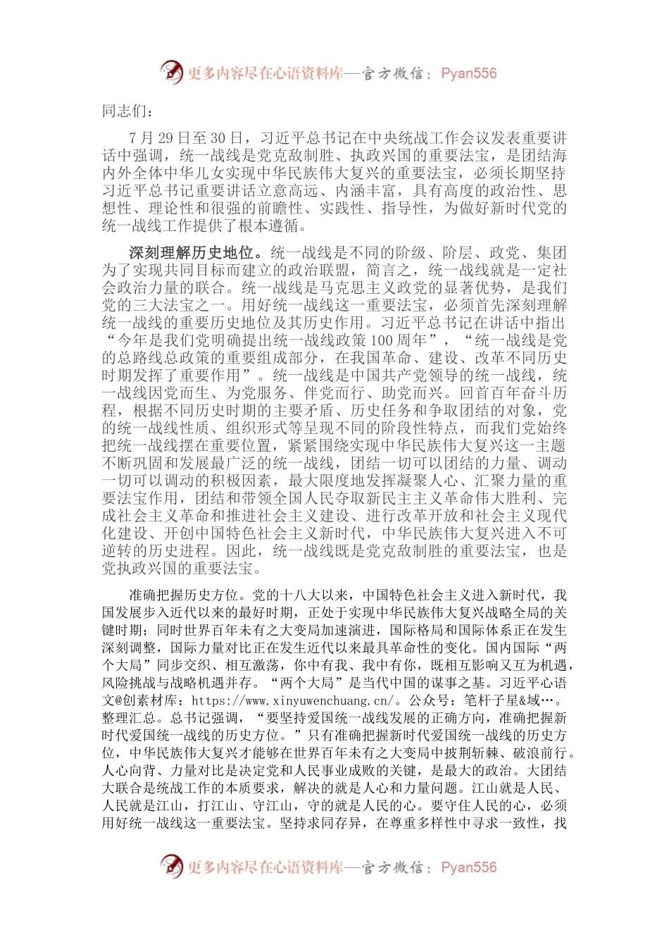 坚持统一战线：汇聚起实现中华民族伟大复兴的磅礴伟力——在市委理论学习中心组会议上的发言.docx_第1页