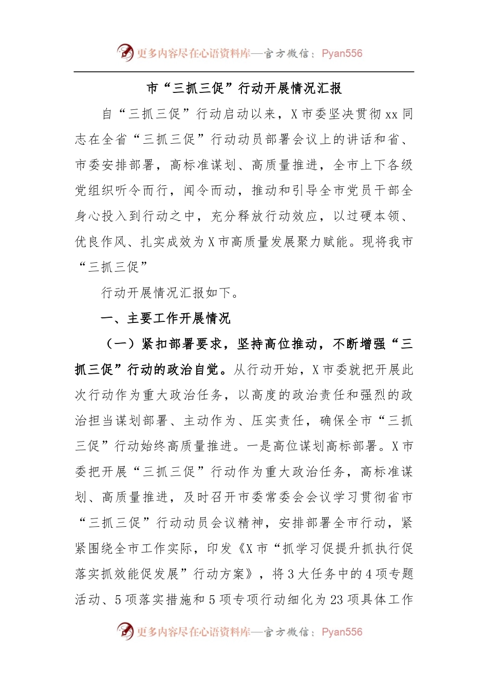 市“三抓三促”行动开展情况汇报.docx_第1页