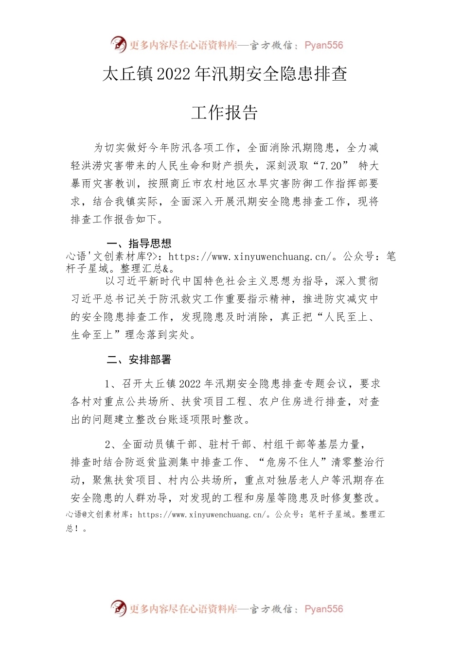 太丘镇2022年汛期安全隐患排查工作报告.docx_第1页