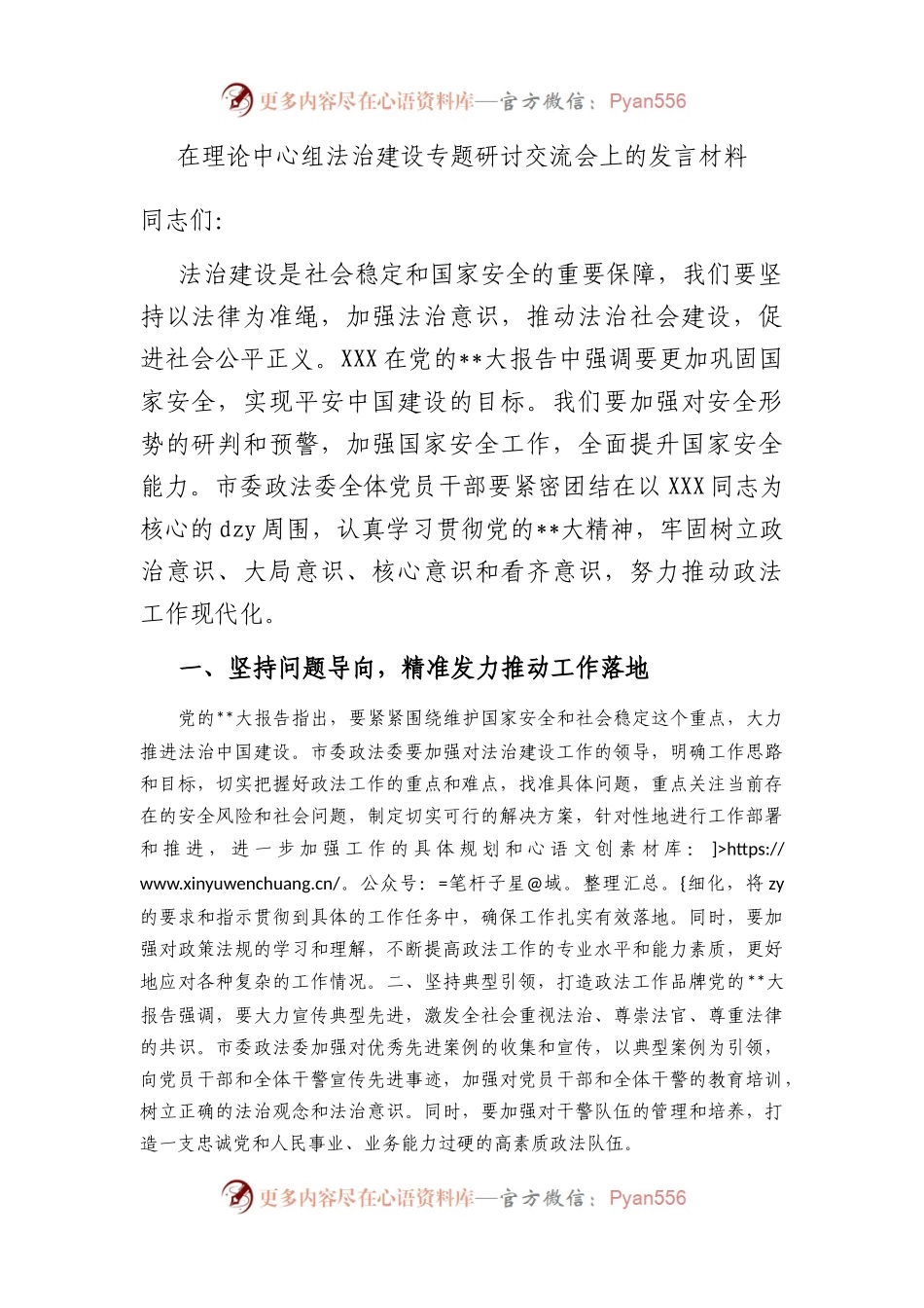 在理论中心组法治建设专题研讨交流会上的发言材料.docx_第1页