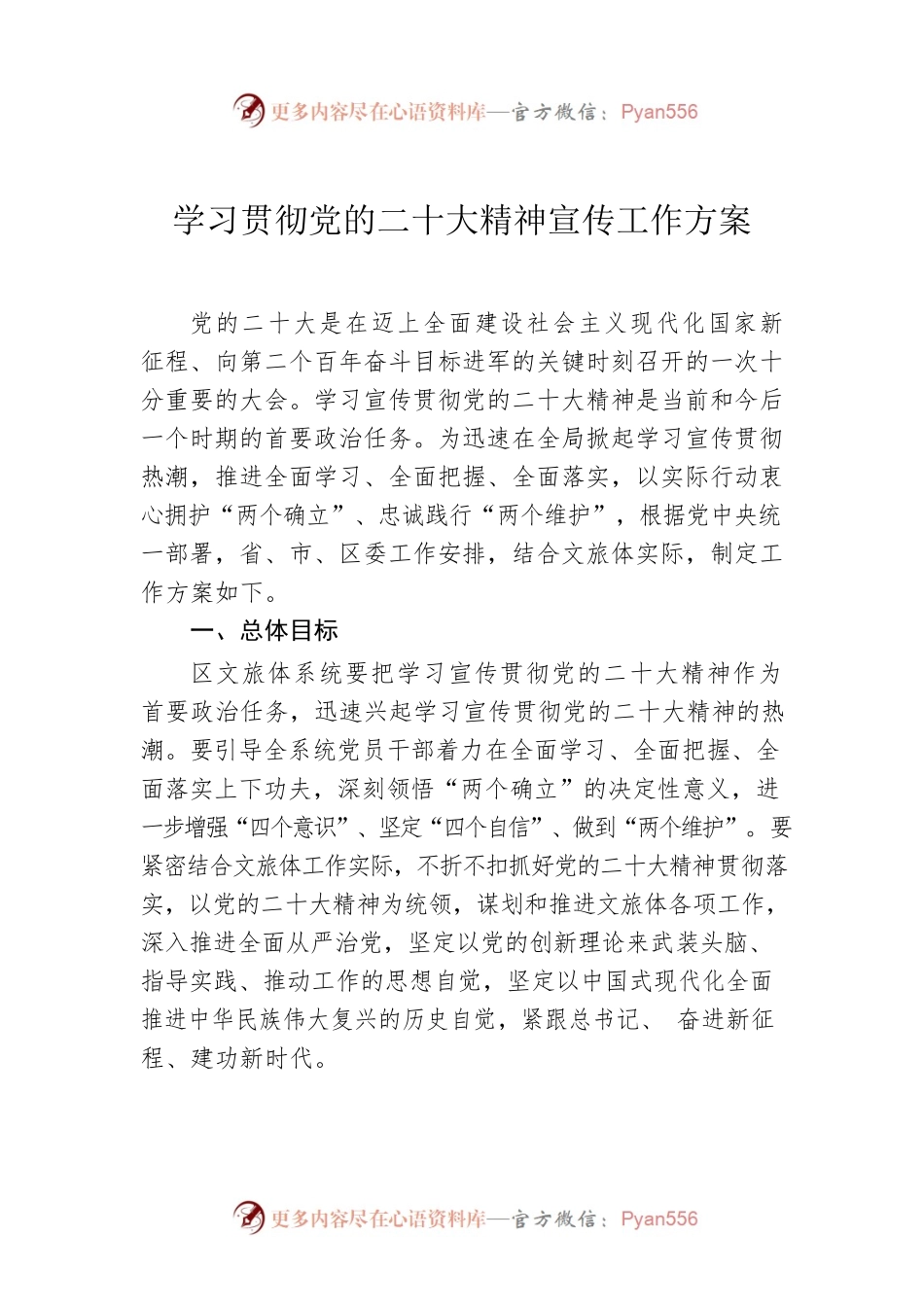 学习贯彻党的二十大精神宣传工作方案.docx_第1页