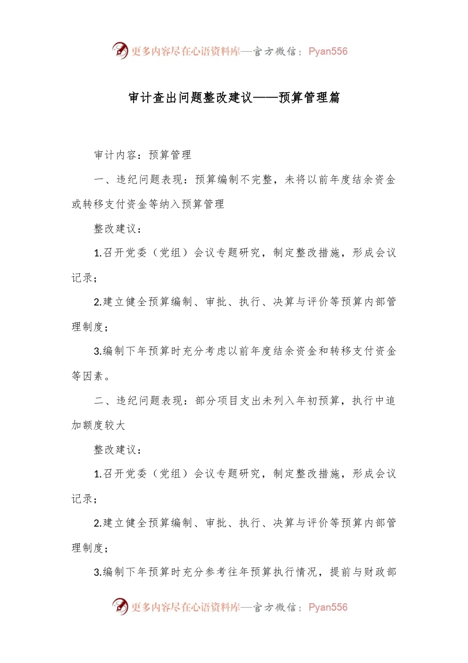 审计查出问题整改建议——预算管理篇.docx_第1页