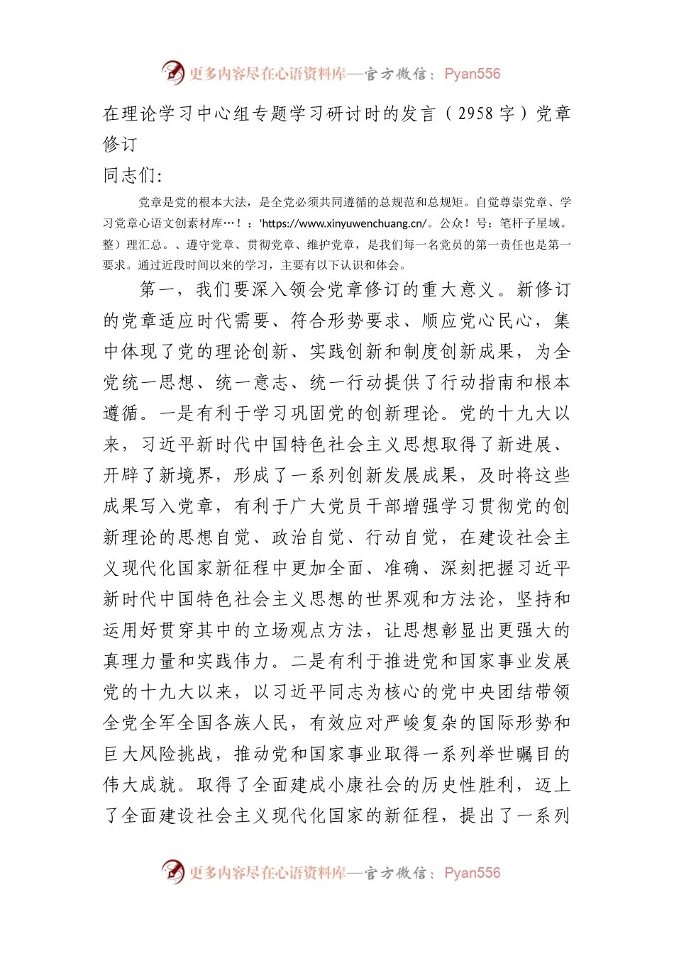 在理论学习中心组专题学习研讨时的发言（党章修订.docx_第1页