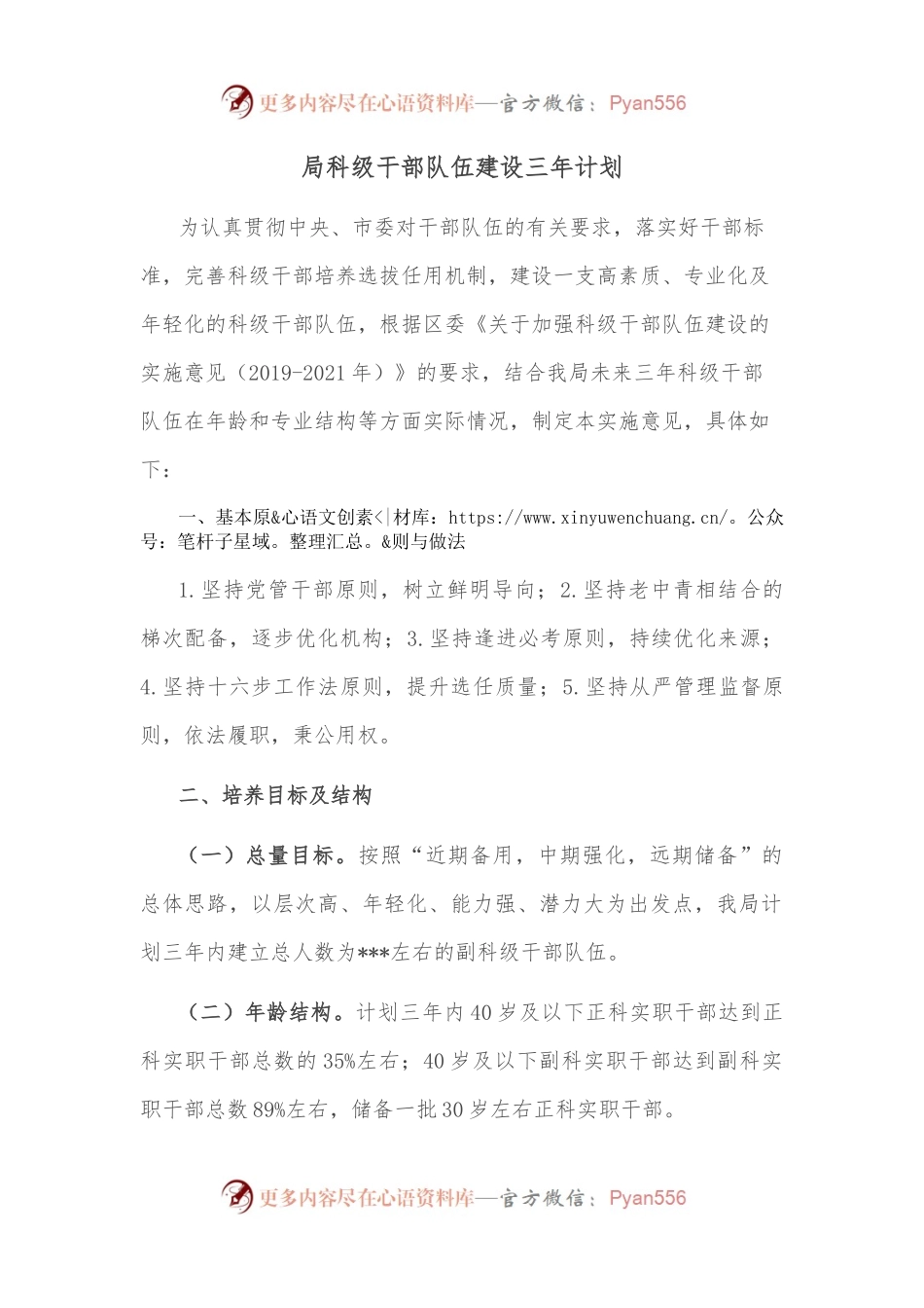 局科级干部队伍建设三年计划.docx_第1页
