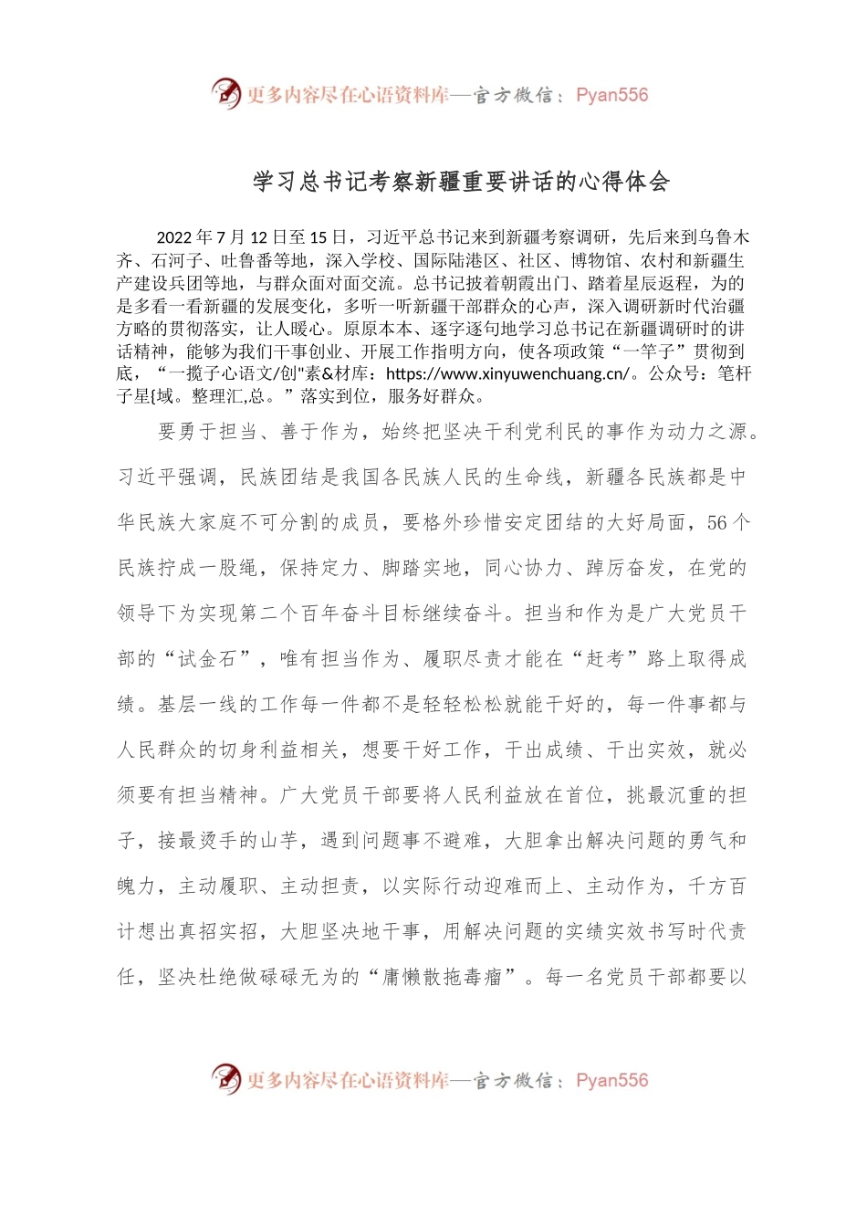 学习习近平总书记考察新疆重要讲话的心得体会.docx_第1页