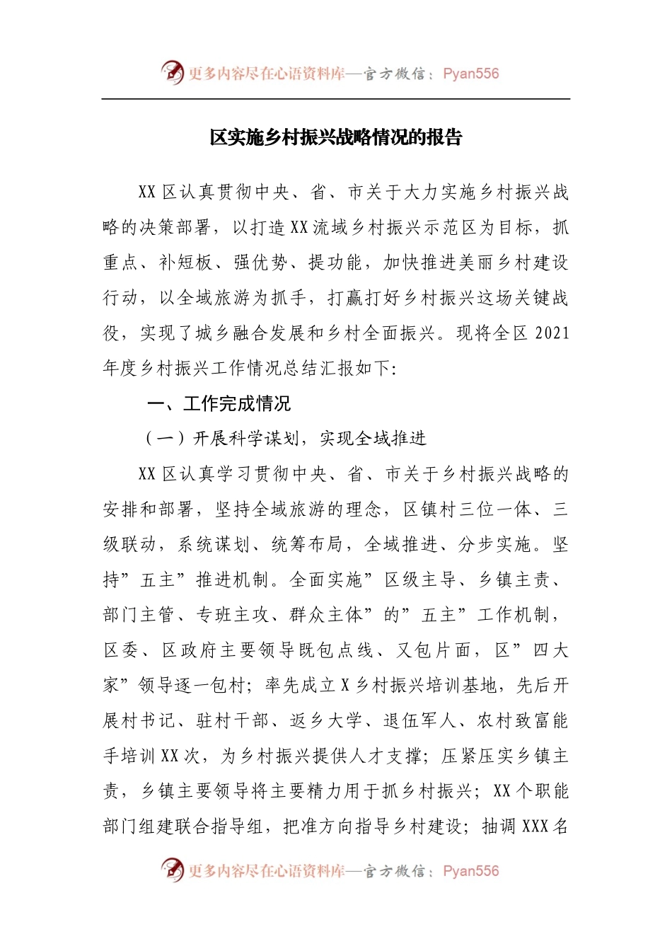 实施乡村振兴战略情况的报告.docx_第1页