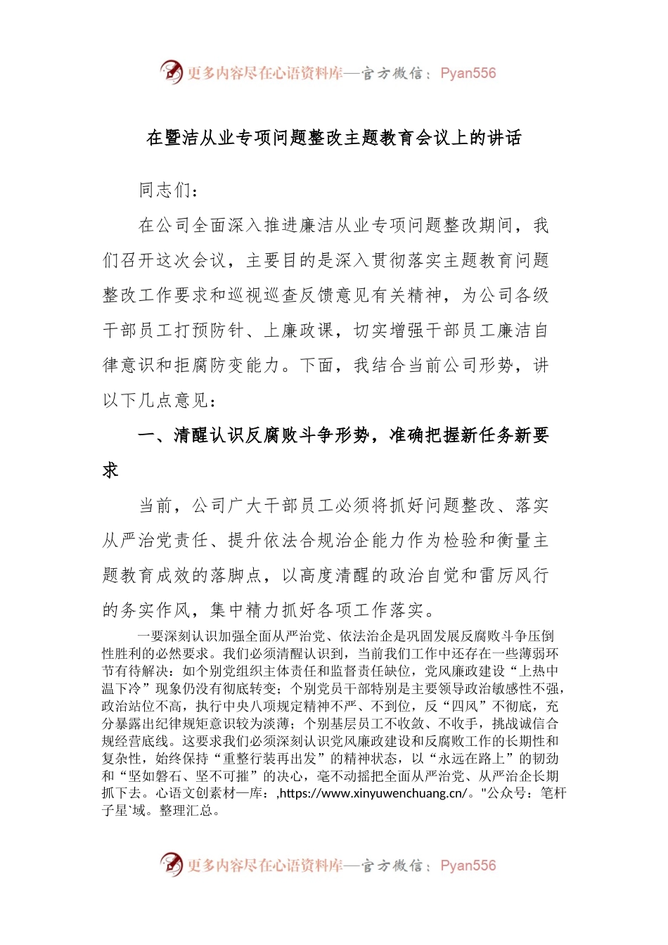 在暨洁从业专项问题整改主题教育会议上的讲话.docx_第1页