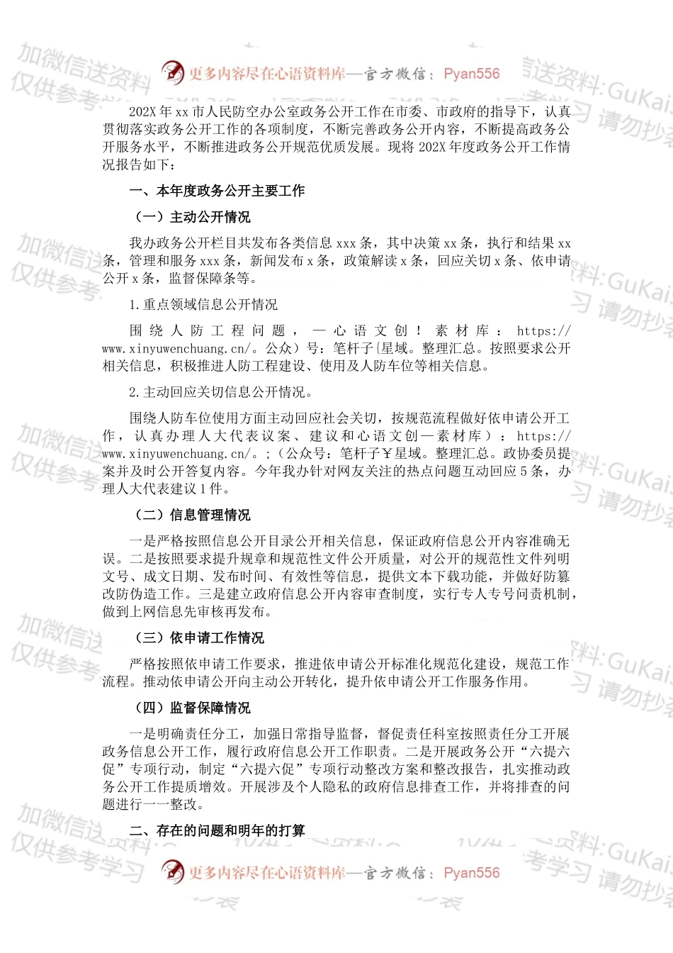 市人民防空办公室202X年政务公开工作总结.docx_第1页