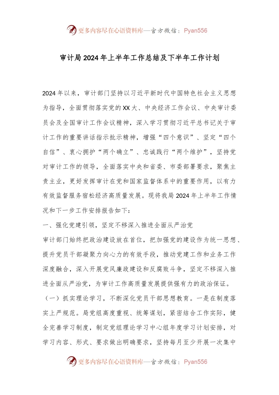 审计局2024年上半年工作总结及下半年工作计划.docx_第1页