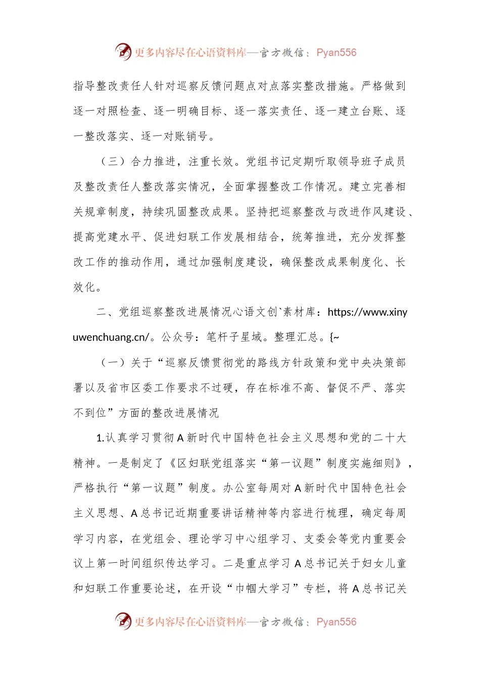 妇联巡察整改进展情况的报告（总结）.docx_第2页
