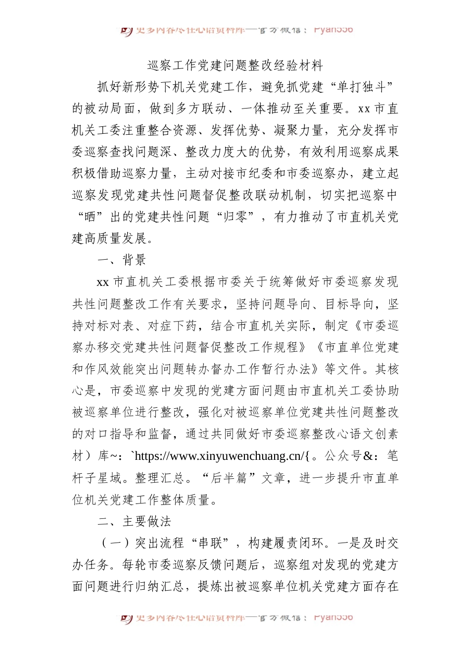 巡察工作党建问题整改经验3800字.docx_第1页