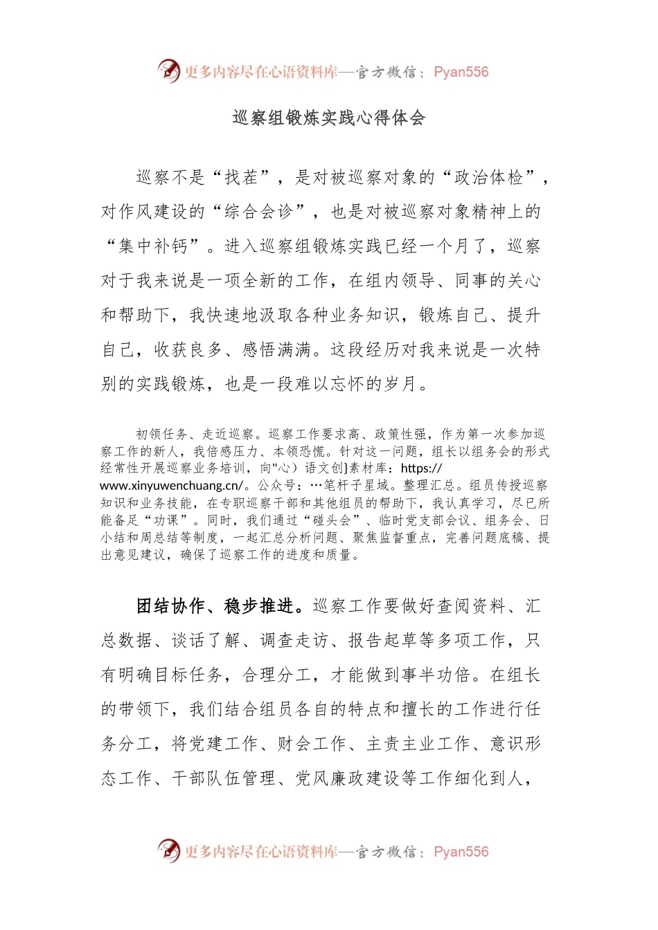 巡察组锻炼实践心得体会.docx_第1页