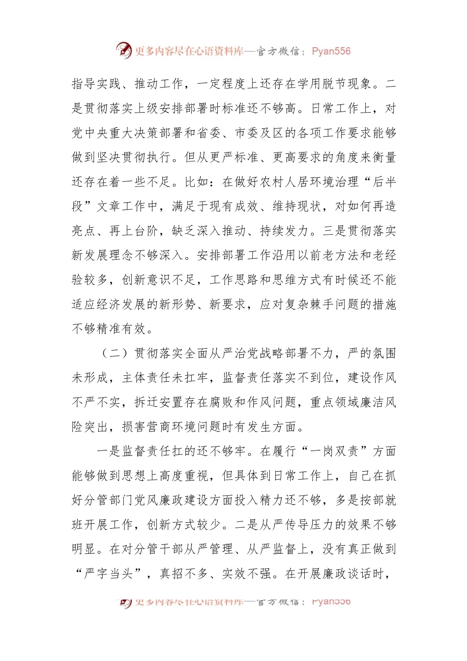 巡视整改民主生活会个人发言提纲.docx_第2页