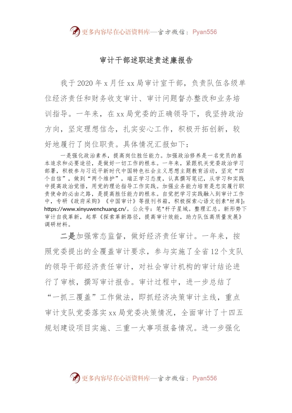 审计干部述职述责述廉报告.docx_第1页