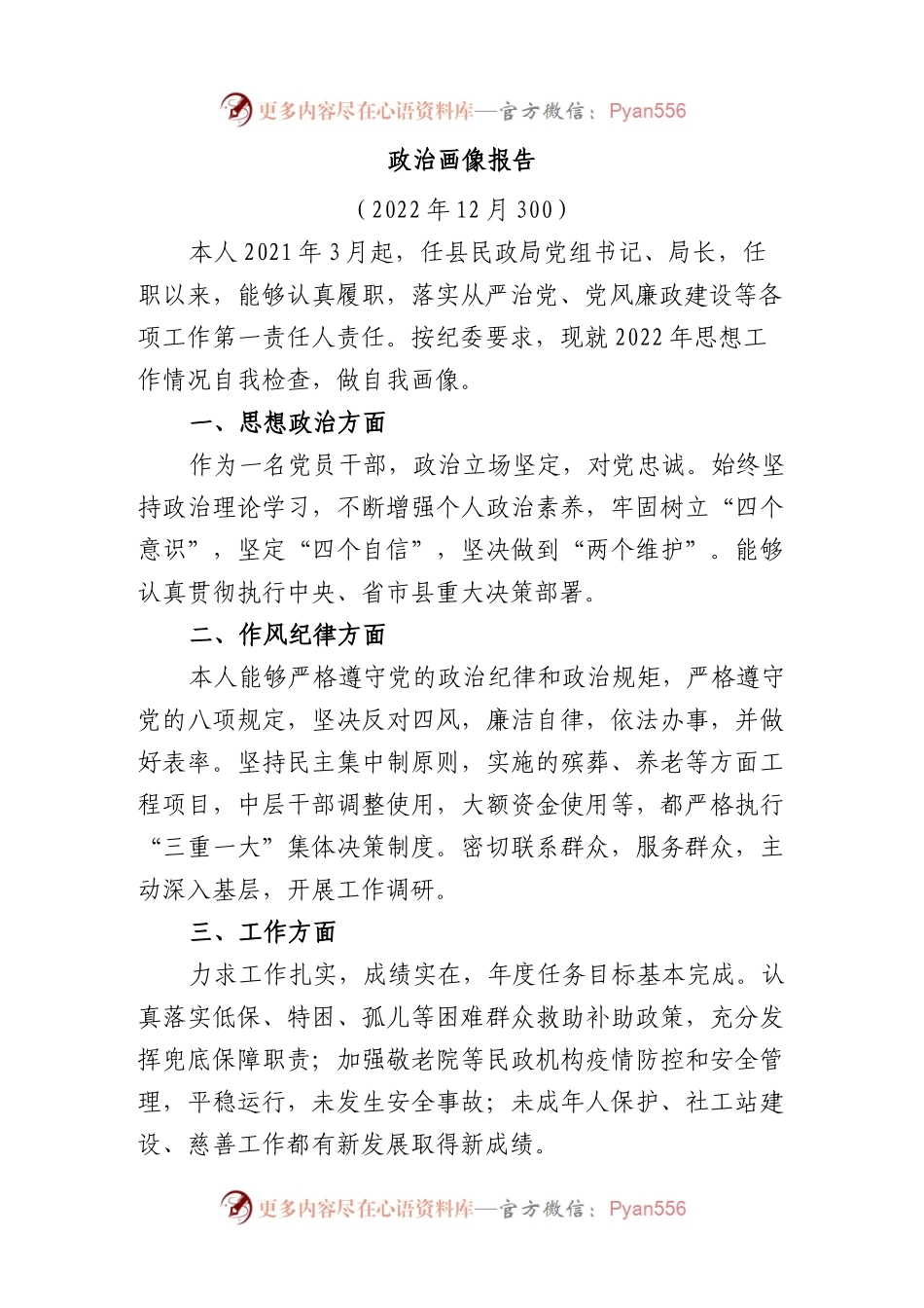 局党组书记局长党员领导干部个人政治画像报告.docx_第1页