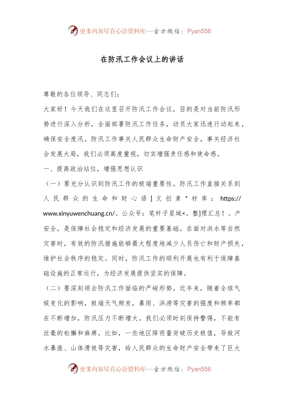 在防汛工作会议上的讲话.docx_第1页