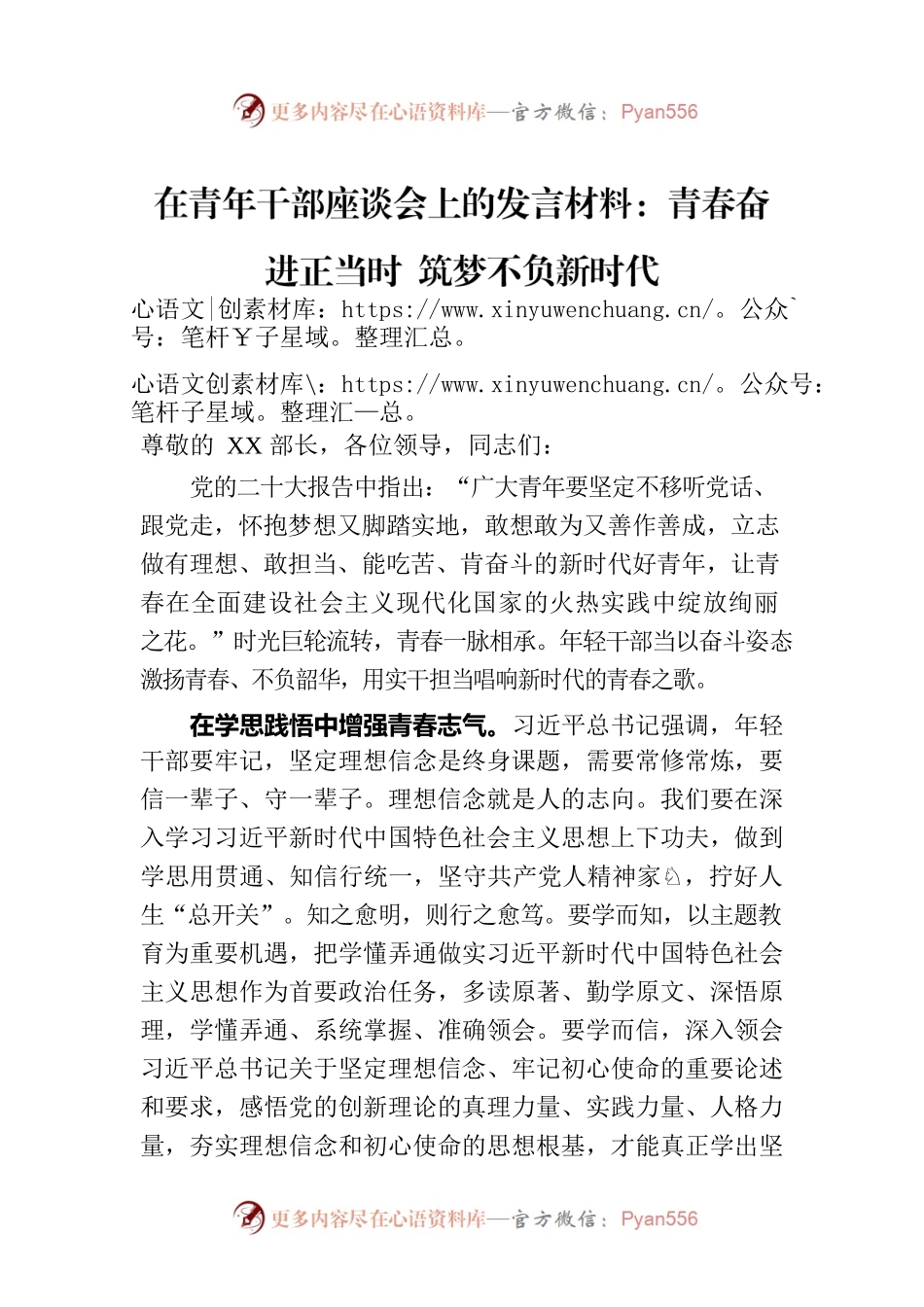 在青年干部座谈会上的发言材料：青春奋进正当时 筑梦不负新时代.docx_第1页