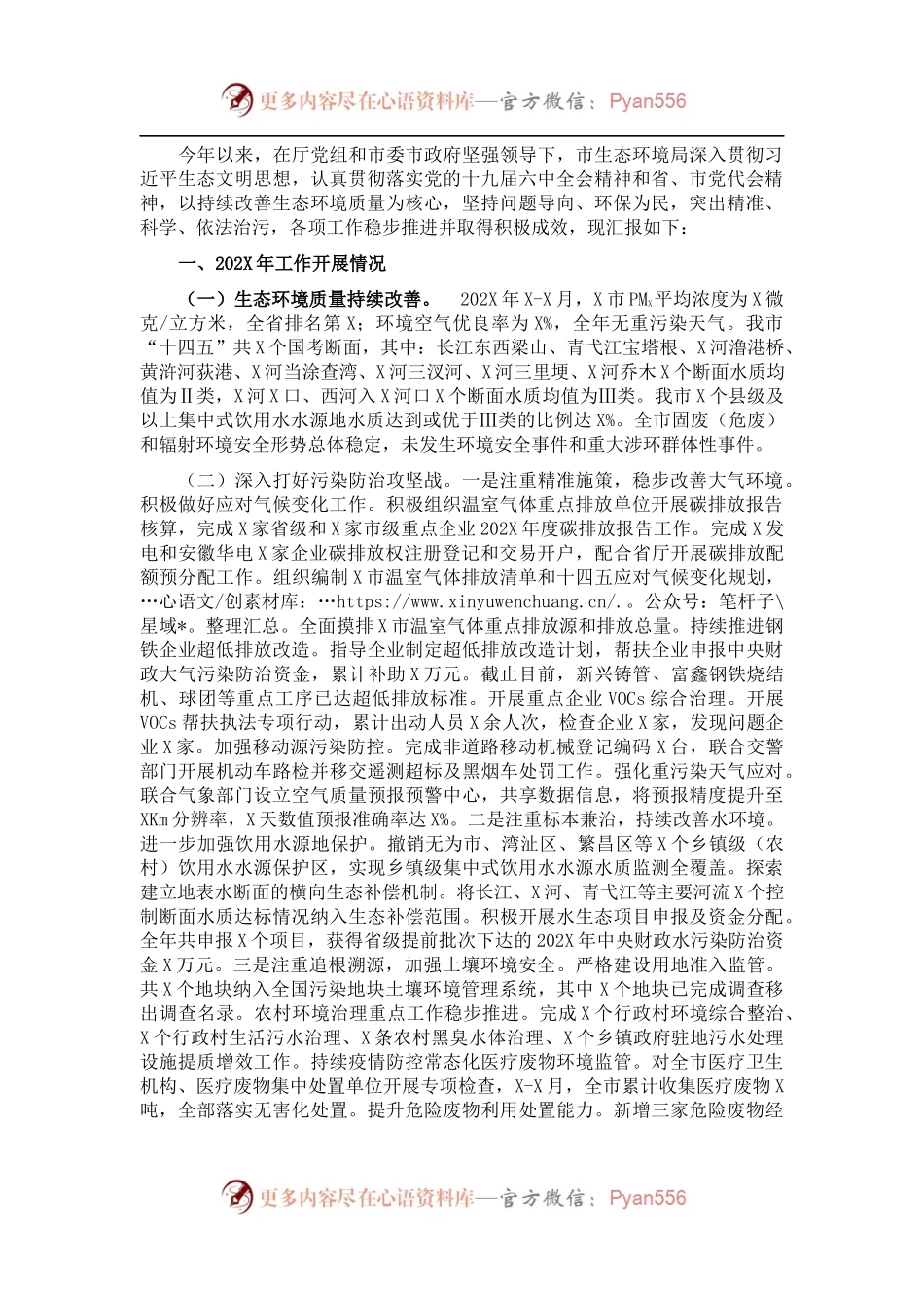 市生态环境局202X年工作总结和2022年工作思路.docx_第1页
