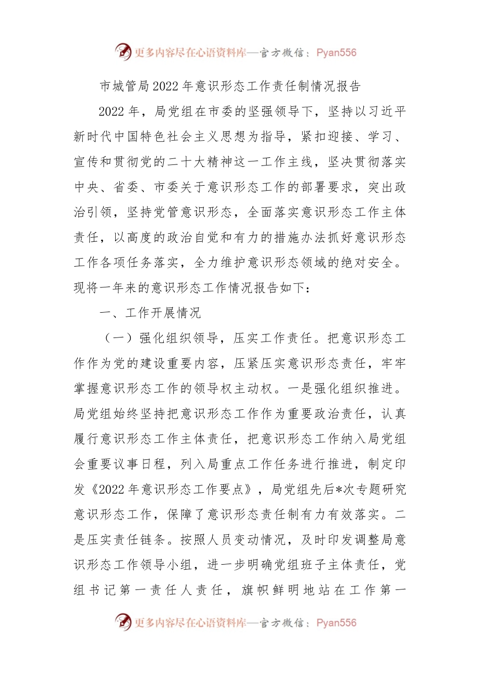 市城管局2022年ysxt工作责任制情况报告.docx_第1页