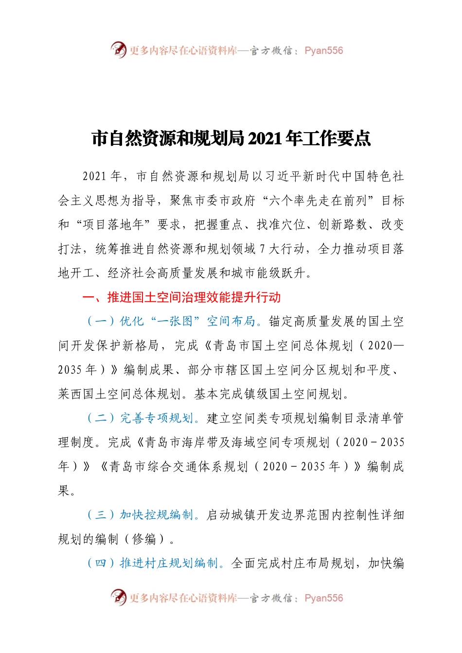 市自然资源和规划局2021年工作要点.docx_第1页
