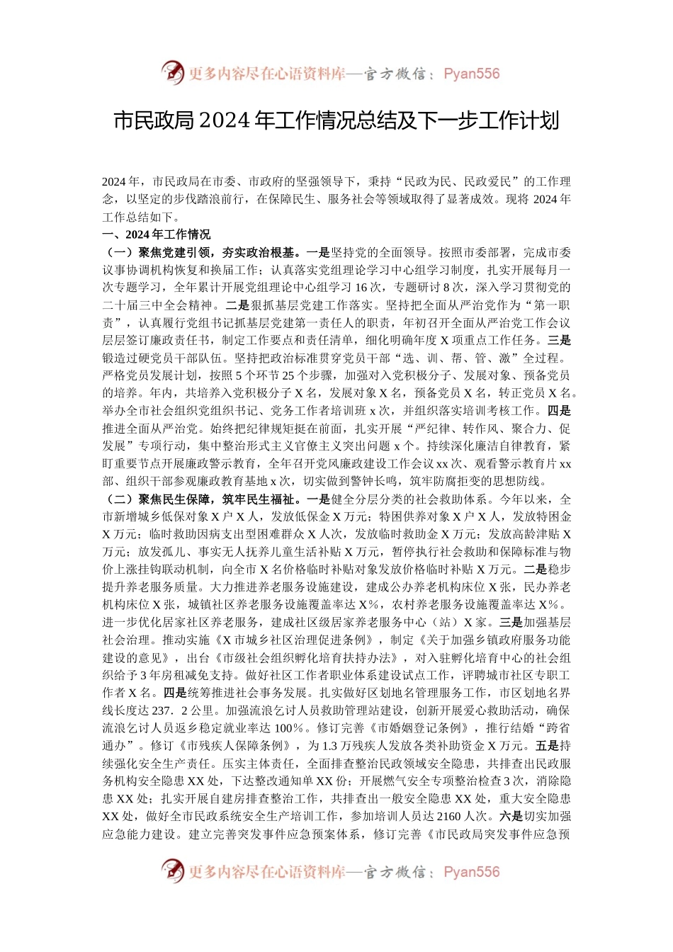 市民政局2024年工作情况总结及下一步工作计划.docx_第1页
