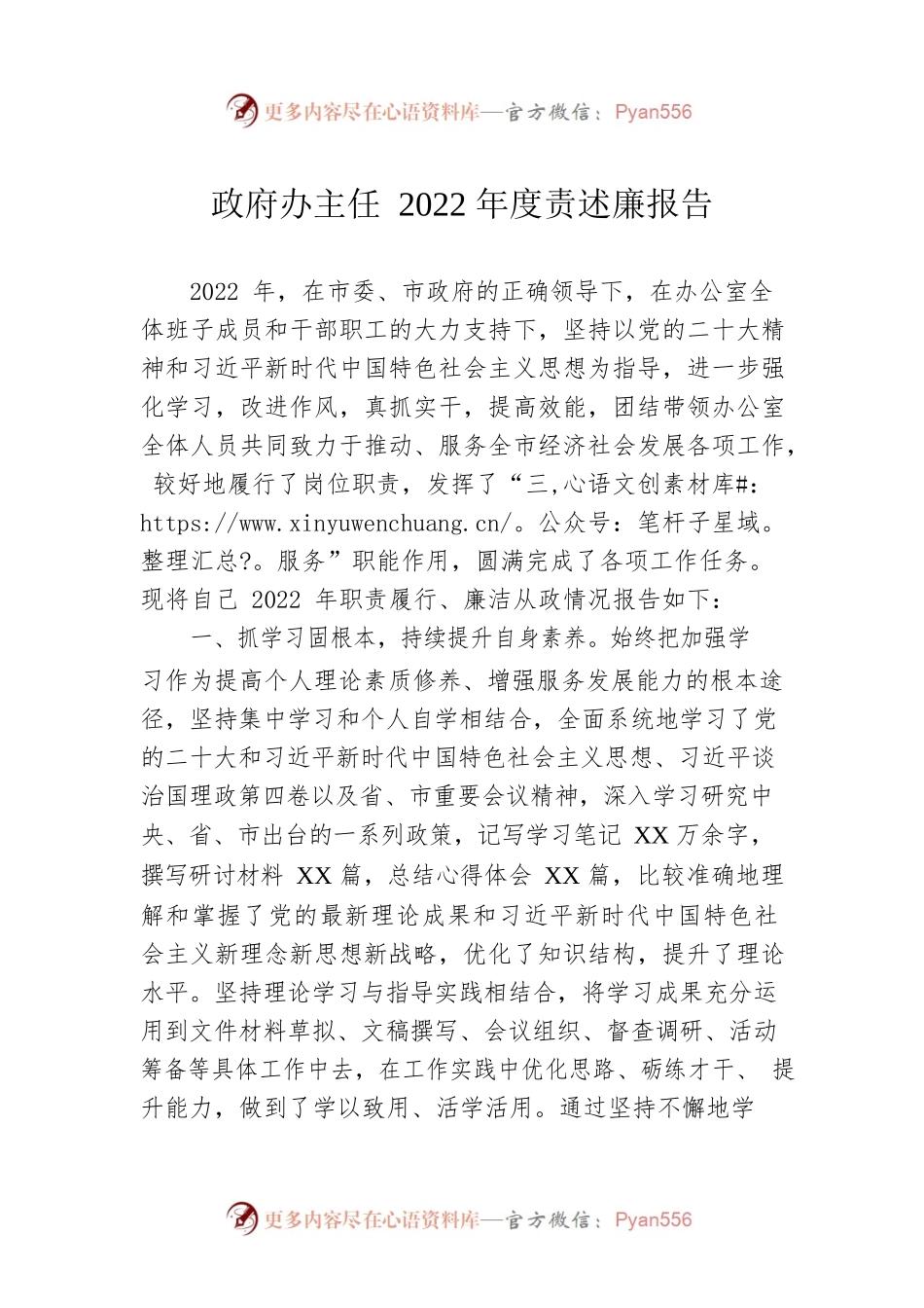 政府办主任2022年度责述廉报告.docx_第1页