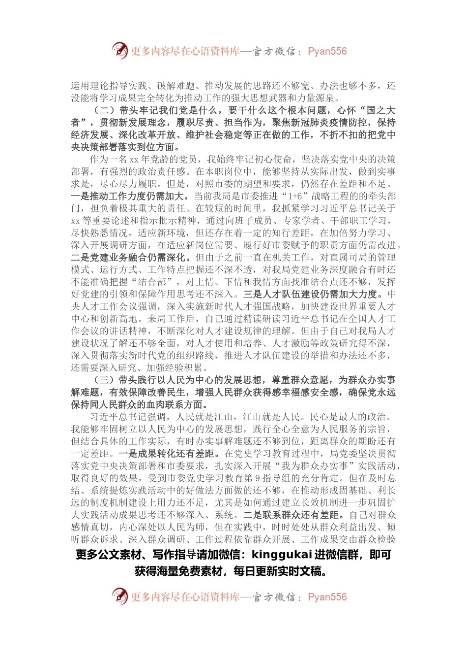 市直机关党委书记党史学习教育专题民主生活会对照检查材料.docx_第2页