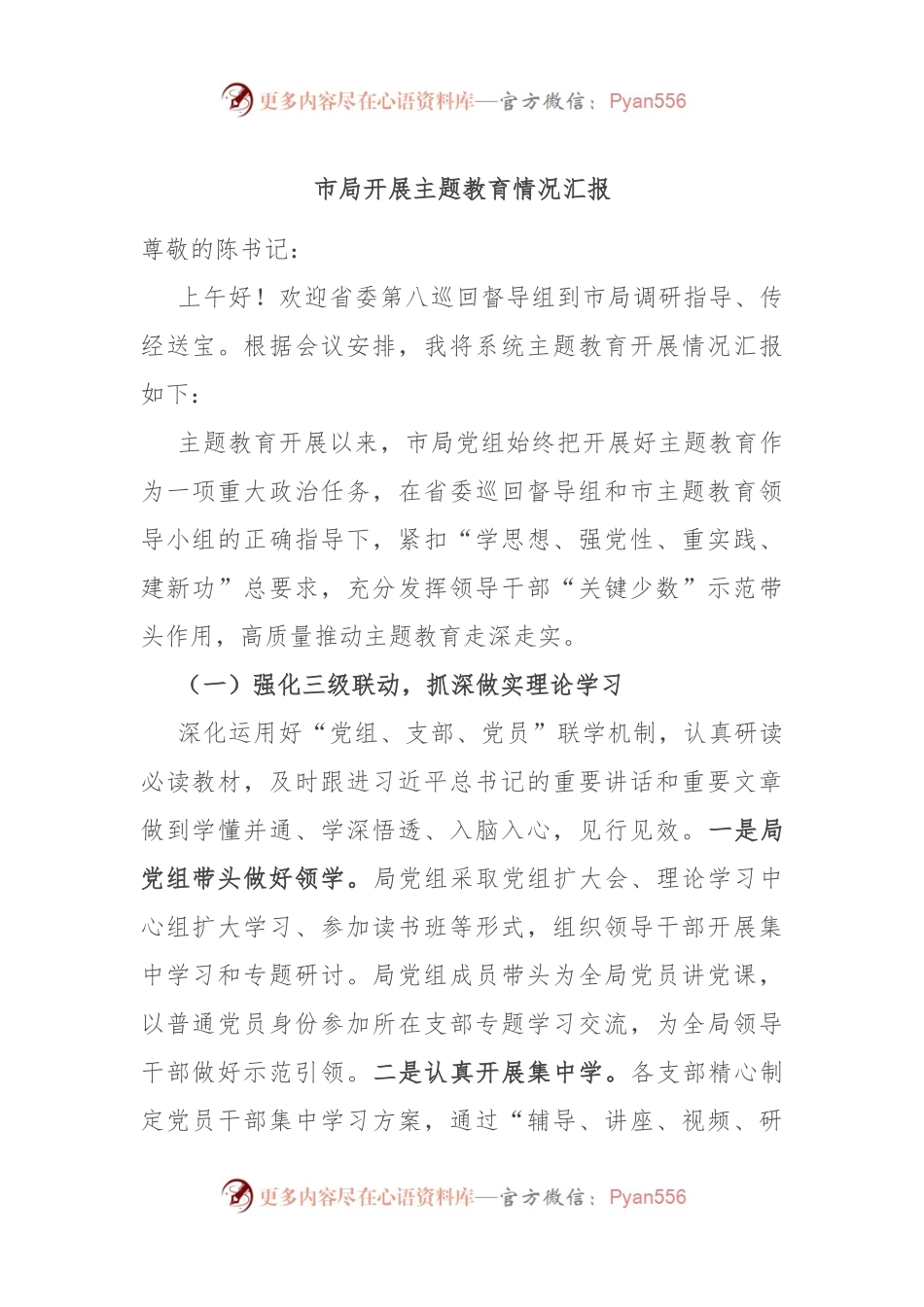 市局开展主题教育情况汇报.docx_第1页