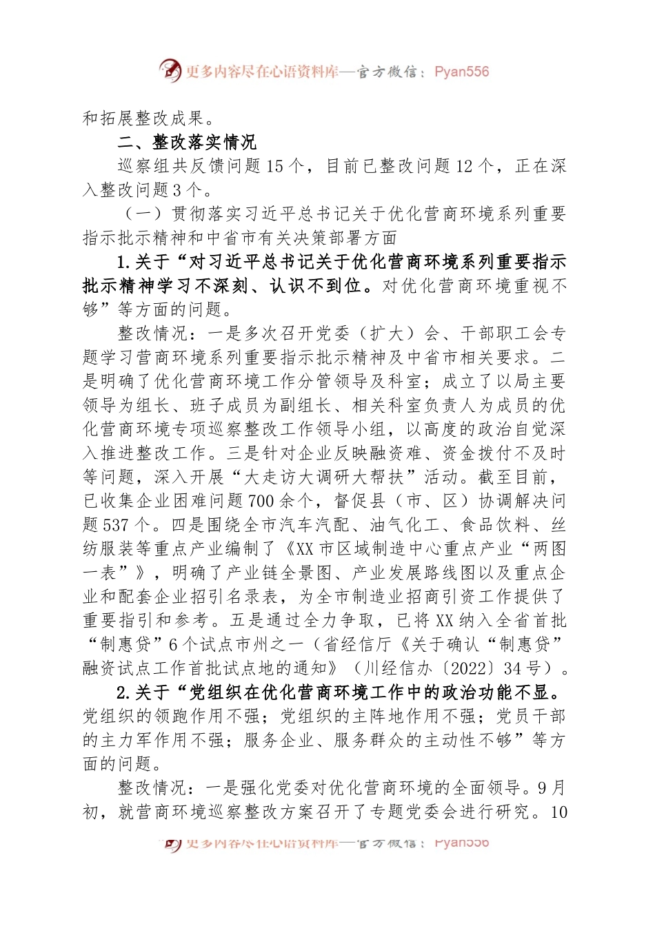 市经济和信息化局委员会关于市委优化营商环境第一专项巡察组巡察反馈问题集中整改情况的通报.docx_第2页
