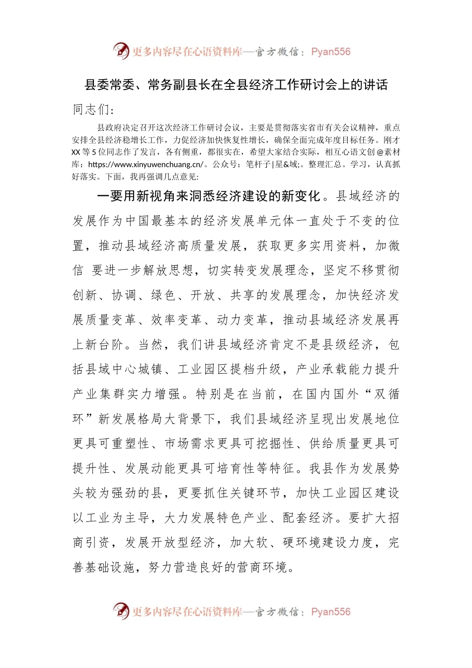 常务副县长在全县经济工作研讨会上的讲话.docx_第1页