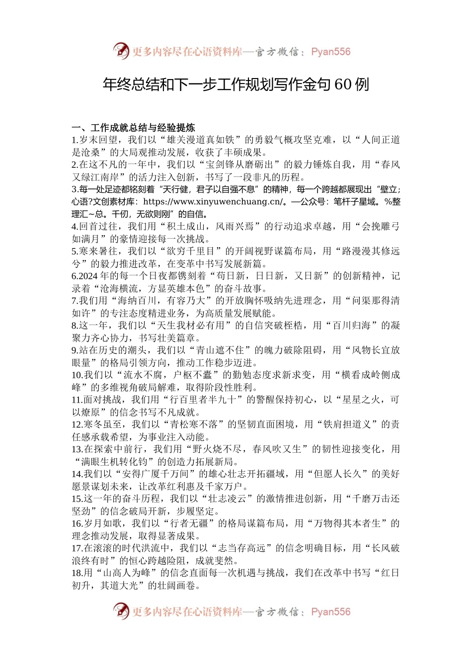 年终总结和下一步工作规划写作金句60例.docx_第1页