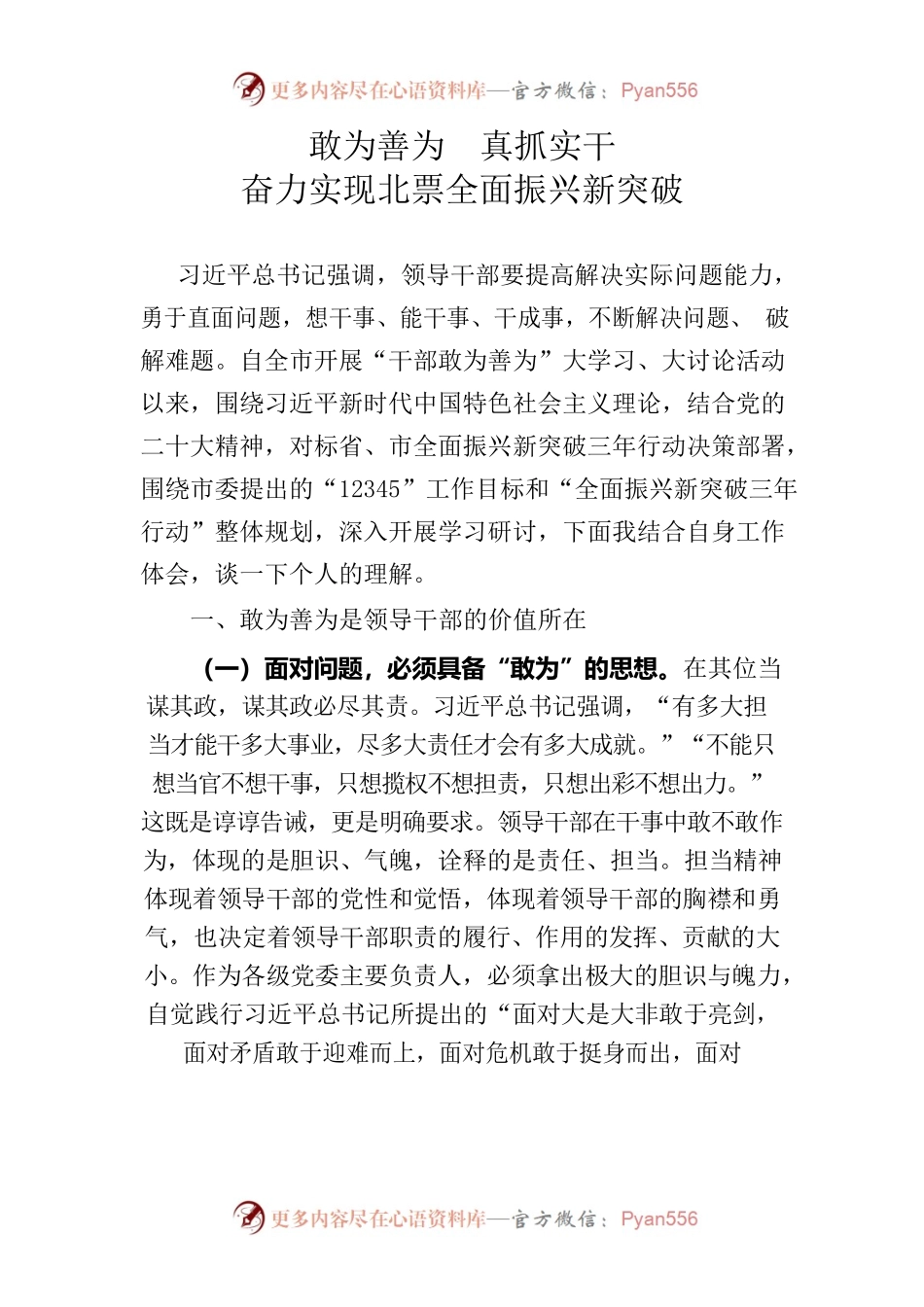 干部敢为善为研讨发言材料.docx_第1页