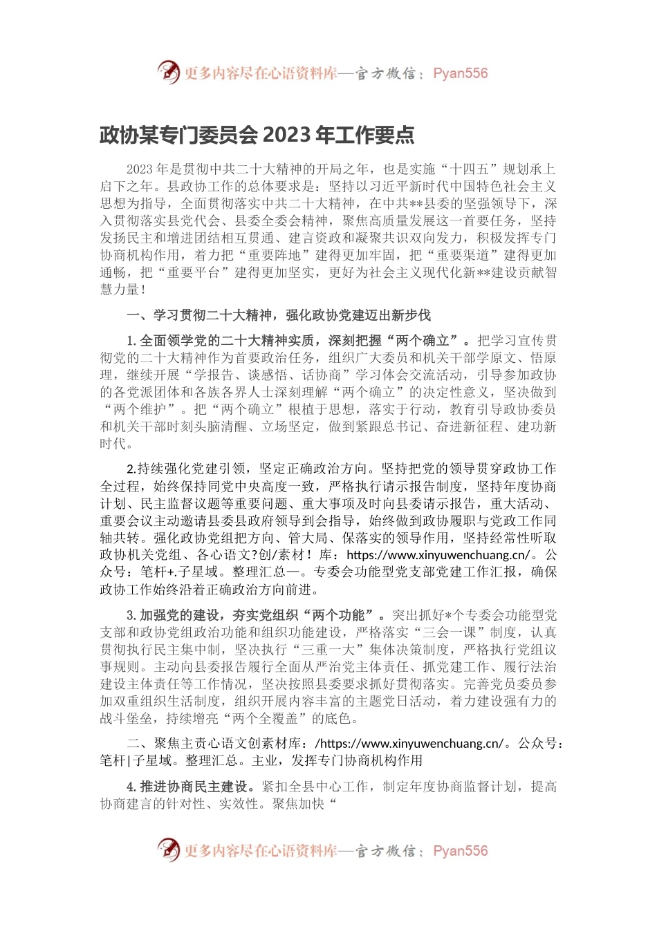 政协某专门委员会2023年工作要点.docx_第1页