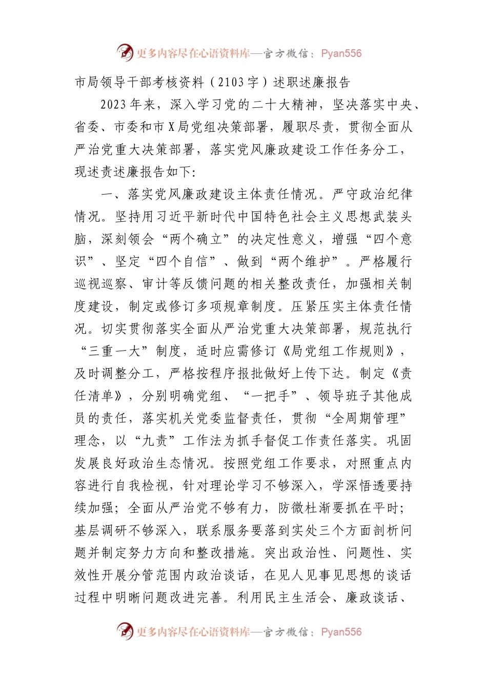 市局领导干部考核资料——述职述廉报告.docx_第1页