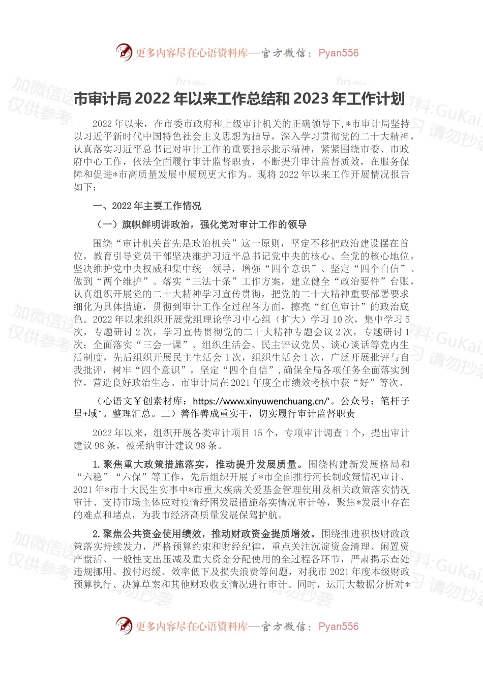 市审计局2022年以来工作总结和2023年工作计划.docx_第1页