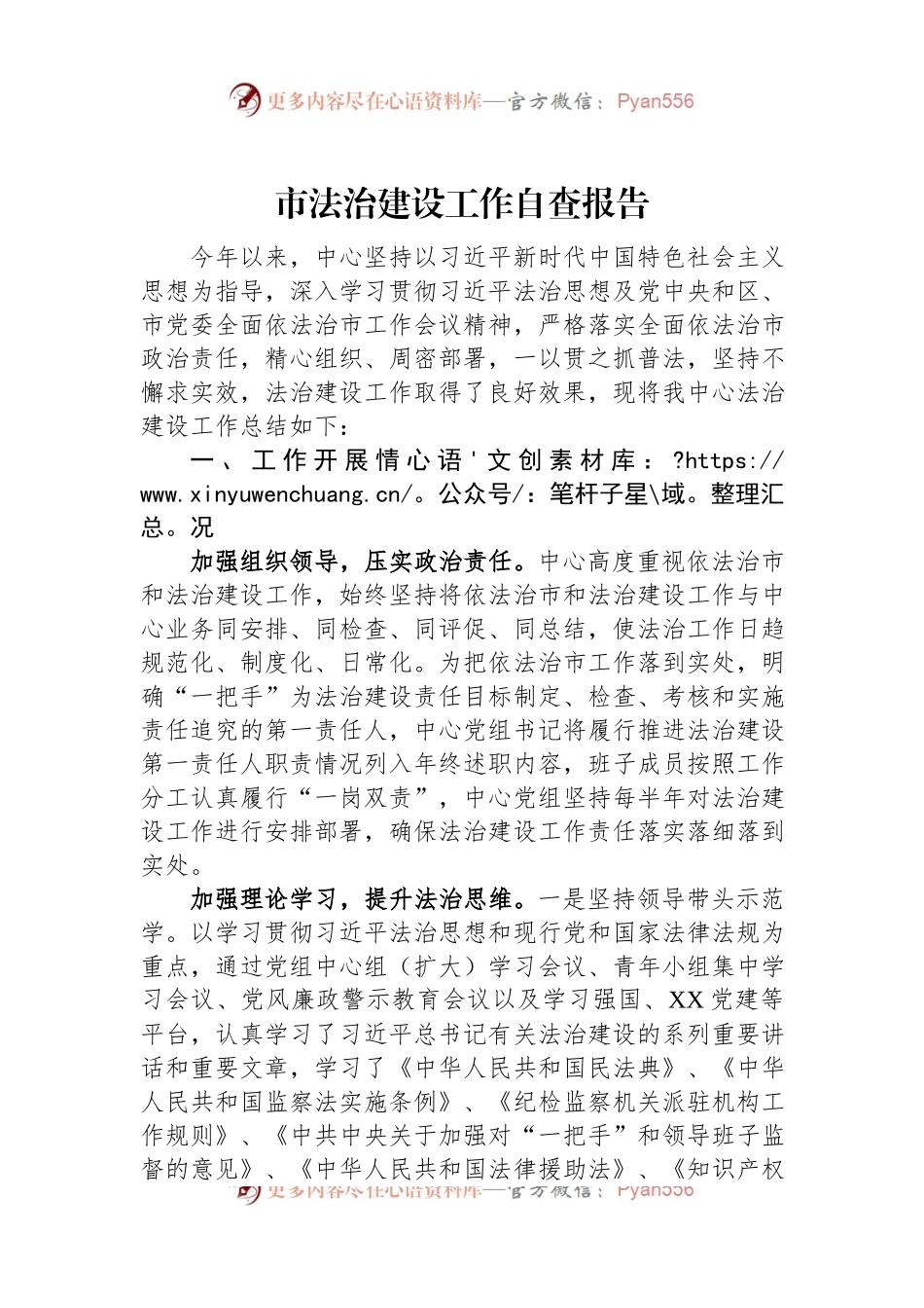 市法治建设工作自查报告.docx_第1页