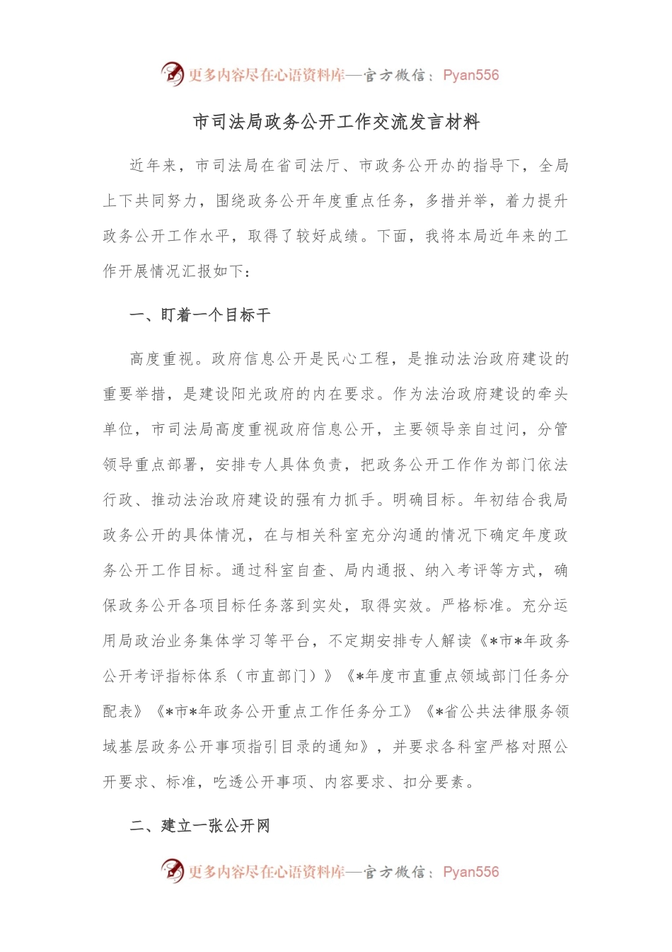 市司法局政务公开工作交流发言材料.docx_第1页