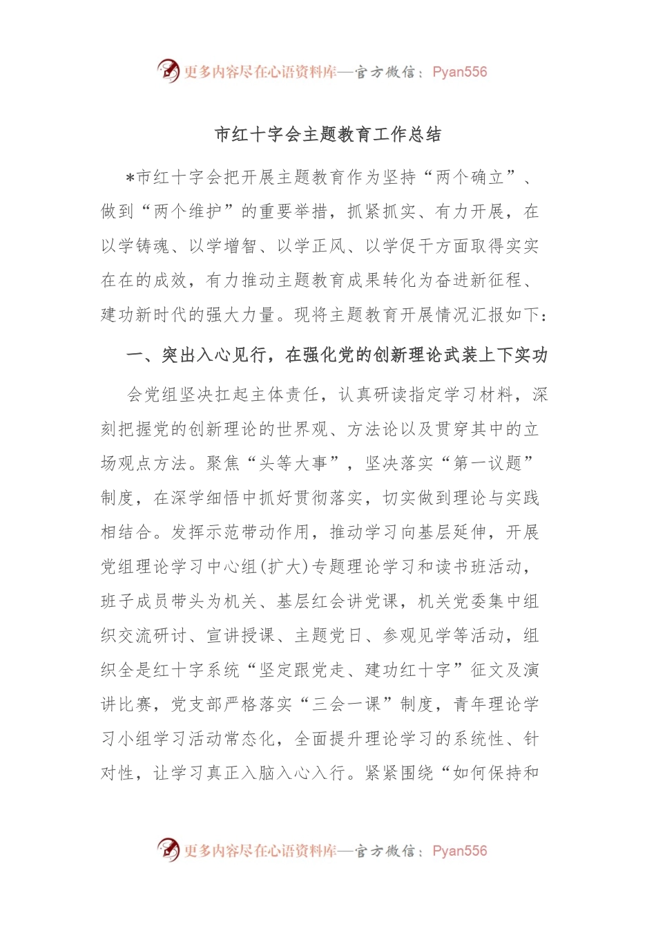 市红十字会主题教育工作总结.docx_第1页