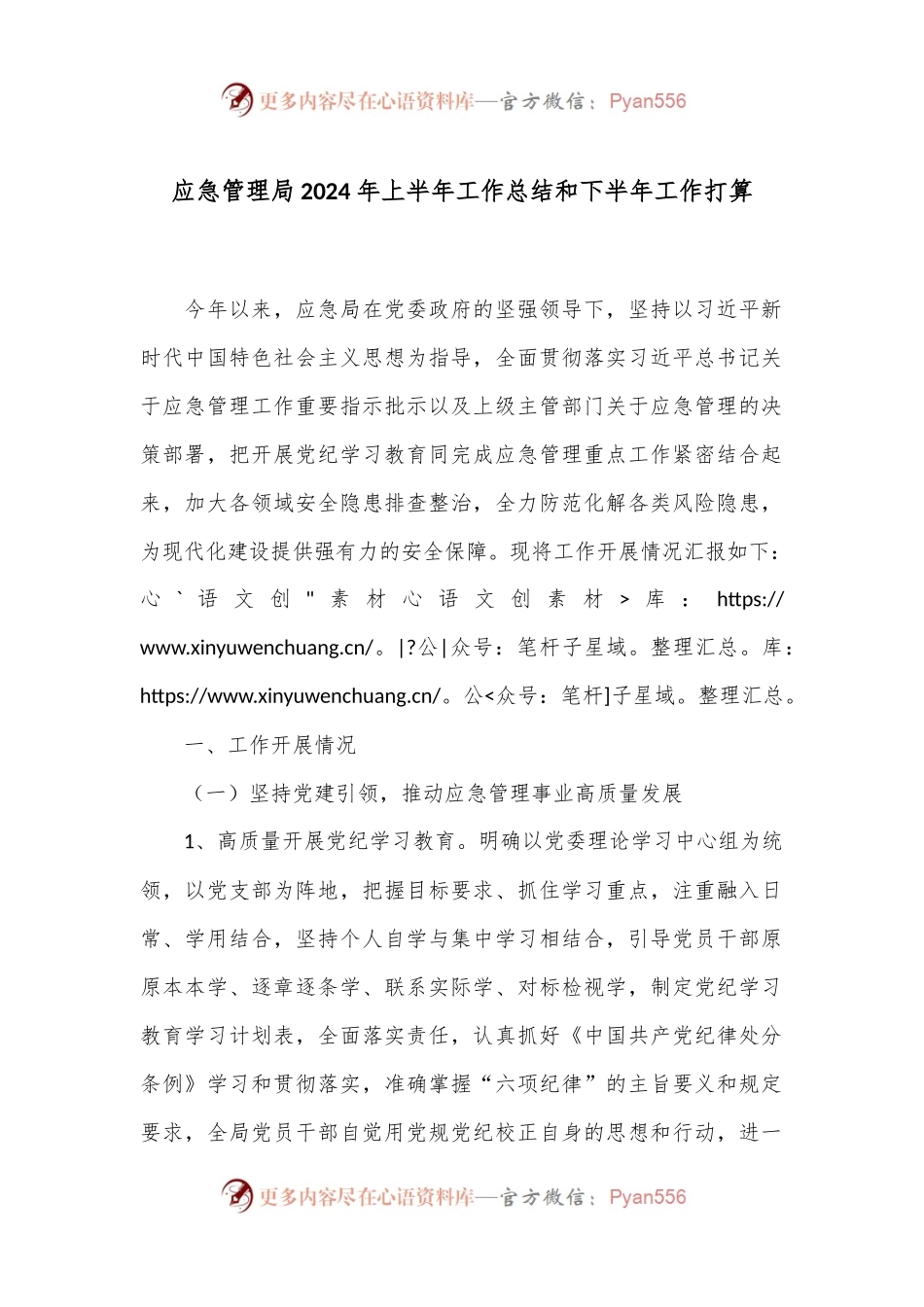 应急管理局2024年上半年工作总结和下半年工作打算.docx_第1页