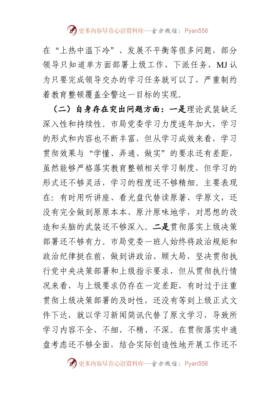 教育生活会4：领导班子政法队伍教育整顿民主生活会对照检查（GA）.docx_第2页