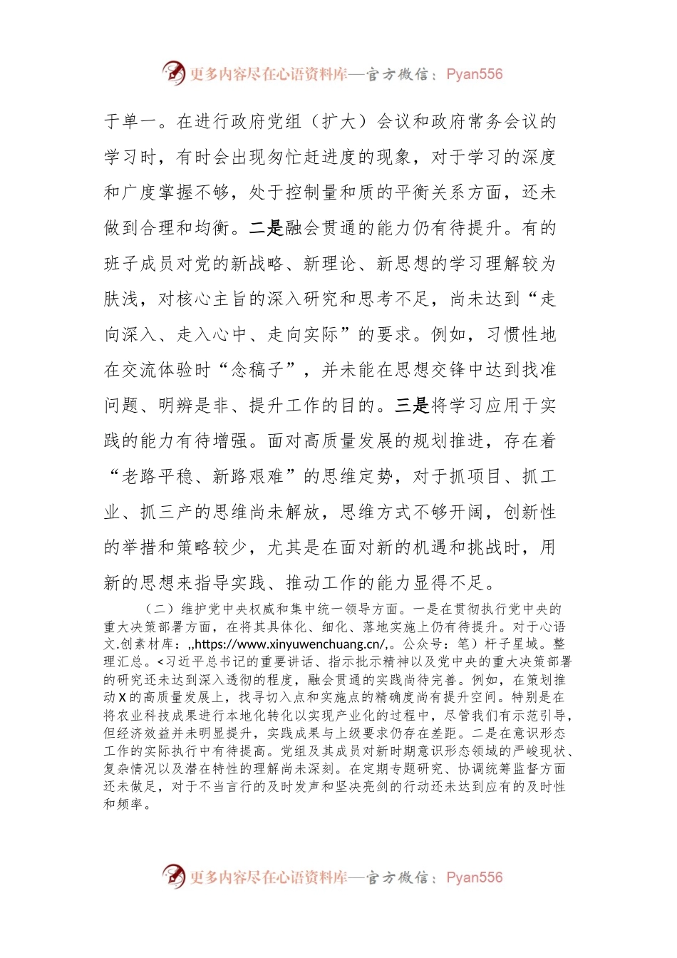 政府党组班子主题教育专题民主生活会对照检查材料.docx_第2页