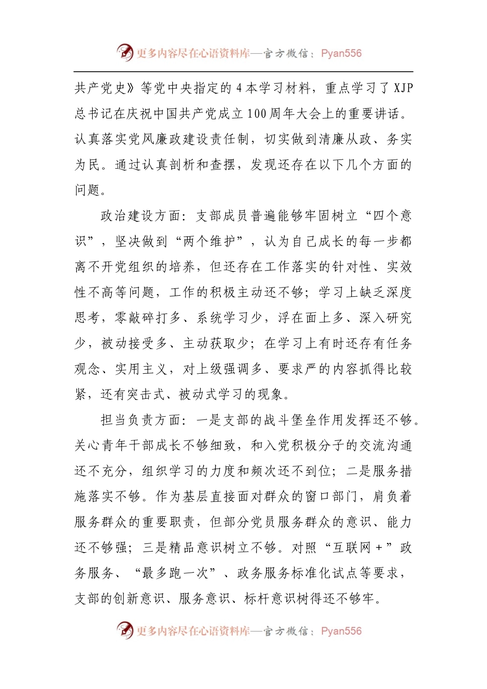 支部党史学习教育专题组织生活会情况的报告.docx_第2页