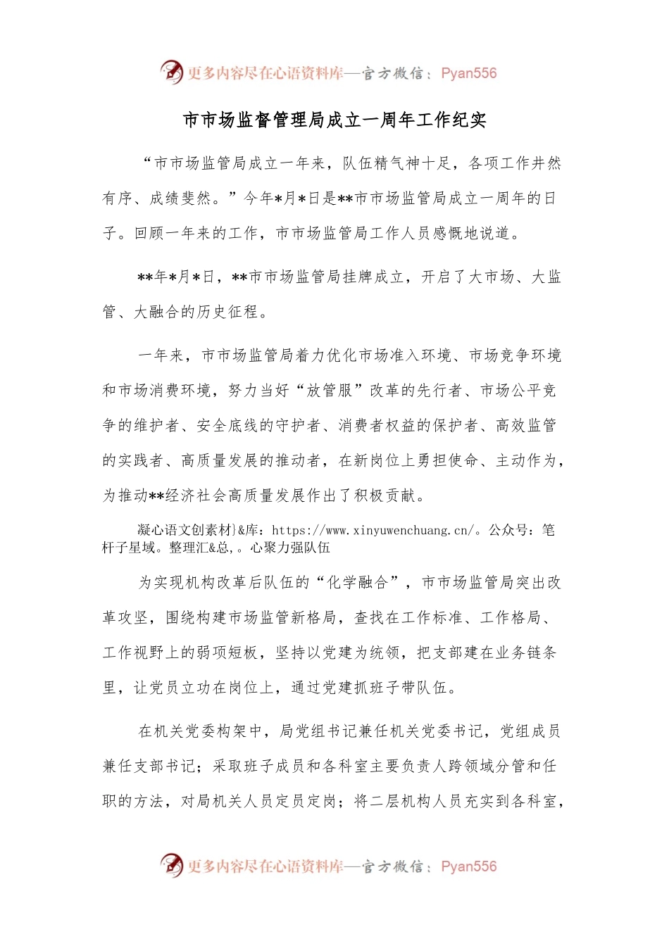市市场监督管理局成立一周年工作纪实.docx_第1页
