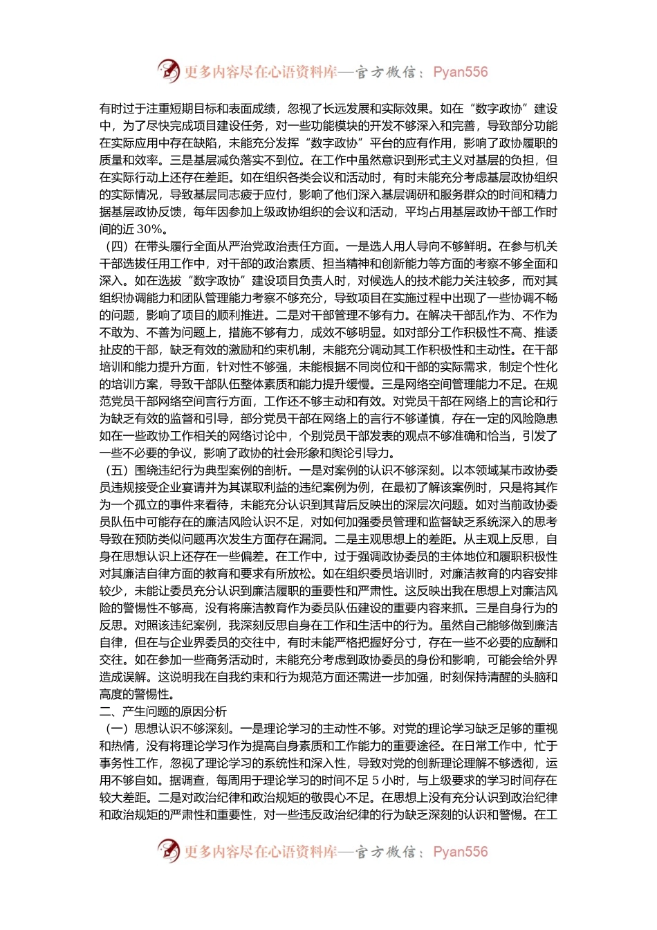 市政协副秘书长关于2024年度民主生活会个人对照检视发言材料.docx_第2页