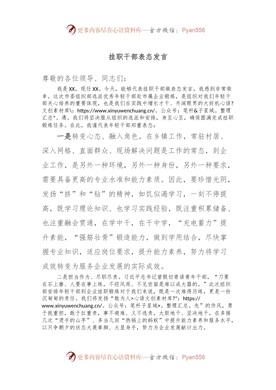 挂职干部表态发言稿.docx_第1页